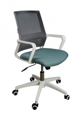 Кресло офисное Бит LB/белый пластик/серая сетка/темно серая ткань
