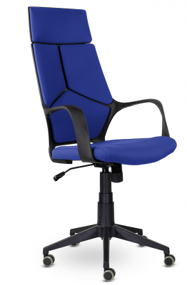 Кресло офисное IQ/черный пластик/ярко-синяя ткань