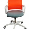 Кресло офисное Бит LB белый пластик/оранжевая сетка/темно серая ткань