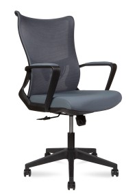 Кресло офисное Wave LB черный пластик/серая сетка/серая ткань
