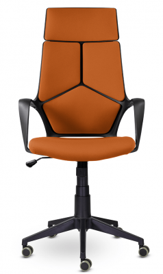 Кресло офисное IQ/черный пластик/оранжевая ткань 