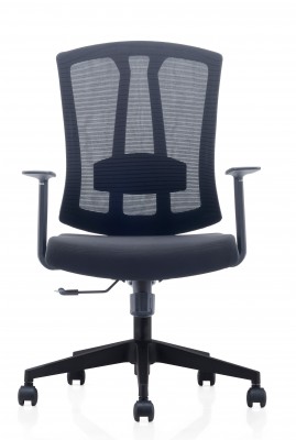 Кресло офисное Iron LB/черный пластик/черная сетка/черная ткань