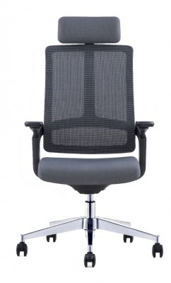 Кресло офисное/Napa/черный  пластик/серая сетка/серая ткань/пластик база
