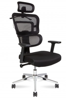 Кресло офисное Ergo/черный пластик/черная сетка/черная ткань
