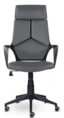 Кресло офисное IQ/черный пластик/серая экокожа 