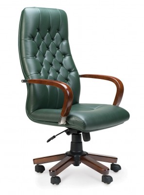 Кресло офисное/Честер/дерево/зеленая экокожа