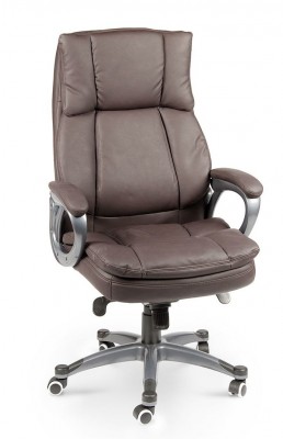 Кресло для руководителя /Мэдисон/(brown) серый пластик/темно-коричневая экокожа
