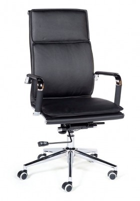 Кресло офисное/Харман/(black) хром/черная экокожа