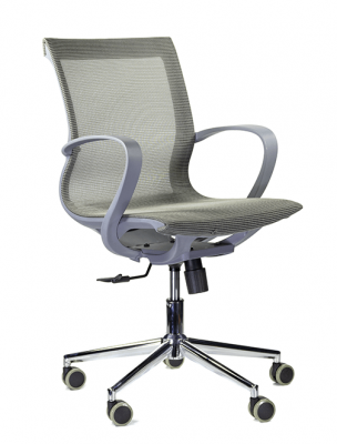 Кресло офисное/Лорри/(black plastic grey) серый пластик/серая сетка/хром