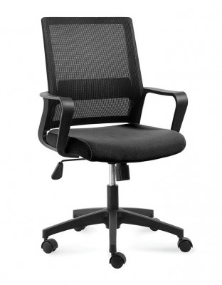 Кресло офисное Бит LB/черный пластик/черная сетка/черная ткань