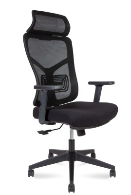 Кресло офисное Asper/черный пластик/черная сетка/черная ткань