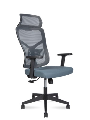 Кресло офисное Asper/черный пластик/серая сетка/серая ткань