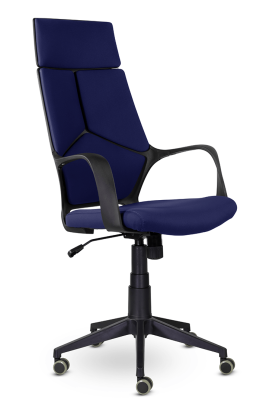 Кресло офисное IQ/черный пластик/синяя ткань