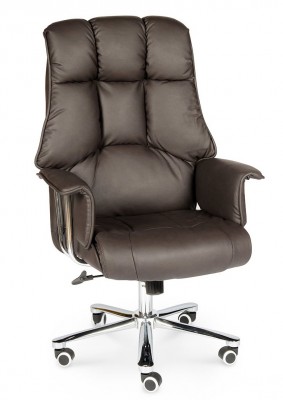 Кресло для руководителя/Президент/cталь + хром/темно-коричневая кожа
