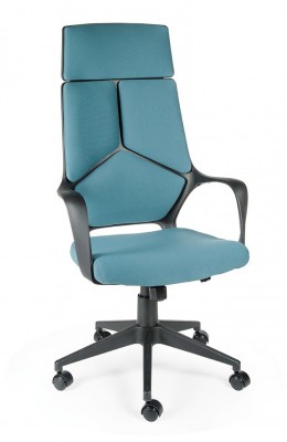 Кресло офисное IQ черный пластик/голубая ткань