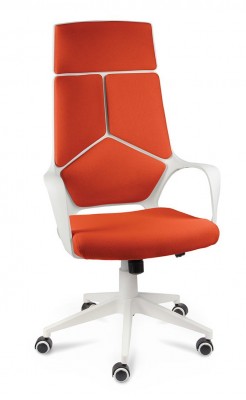 Кресло офисное IQ/белый пластик/оранжевая ткань