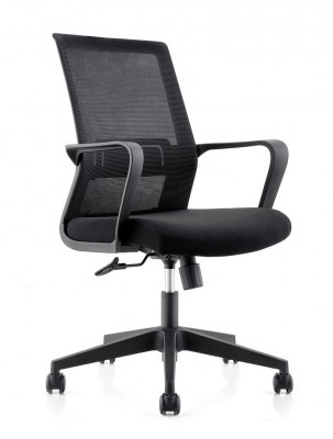 Кресло офисное Интер LB/черный пластик/черная сетка/черная ткань