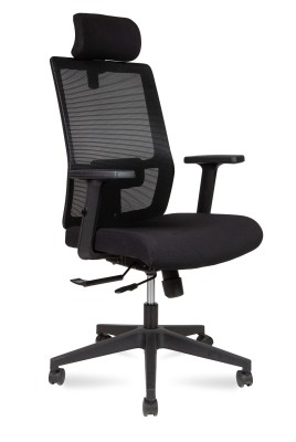 Кресло офисное Techo / черный пластик/ черная сетка / черная ткань