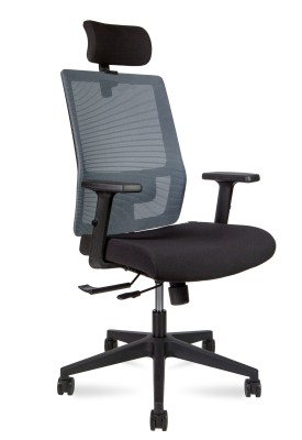Кресло офисное Techo/черный пластик/серая сетка/черная ткань