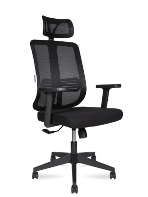 Кресло офисное Tema 2D/черный пластик/черная сетка/черная ткань