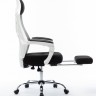Кресло 007 NEW белый пластик/черная ткань/черная сетка
