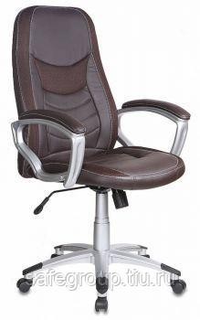 Кресло для руководителя Бюрократ Т-9910 BROWN коричневый искусственная кожа (пластик серебро)