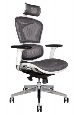 Кресло офисное Хироу white/белый пластик/серая ткань