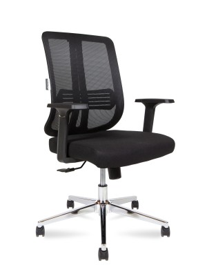Кресло офисное Tema Сhrome LB/черный пластик/черная сетка/черная ткань  
