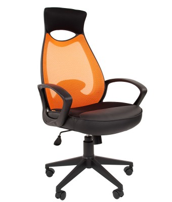 Кресло CHAIRMAN 840 черный пластик/оранжевая ткань