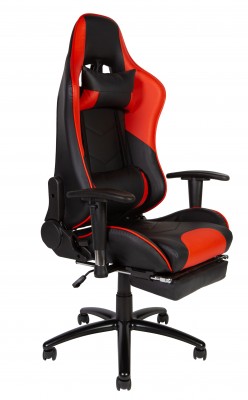 Кресло офисное Lotus GTS реклайнер/черно - красная экокожа/стальная крестовина