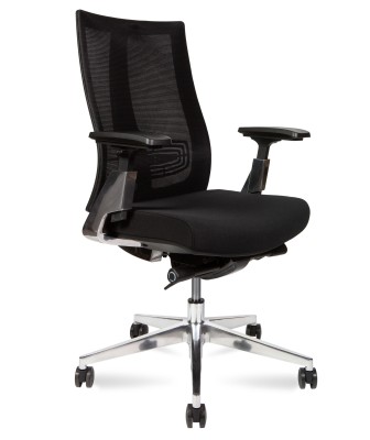 Кресло офисное Vogue aluminium LB/черный пластик/черная сетка/черная ткань/алюминий база