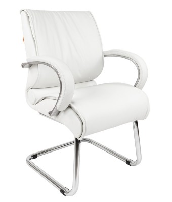 Кресло для посетителей CHAIRMAN 445, белый, кожа