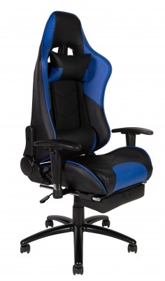 Кресло офисное Lotus GTS реклайнер/черно - синяя экокожа/стальная крестовина