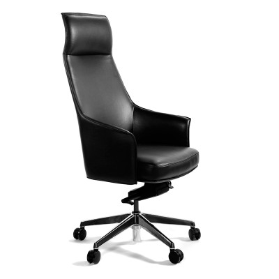 Кресло офисное Бордо черная кожа
