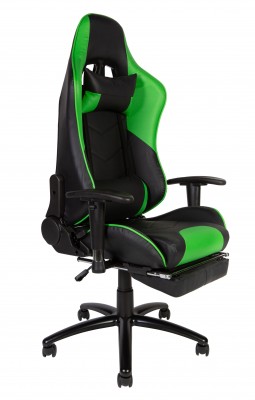 Кресло офисное Lotus GTS реклайнер/черно - зеленая экокожа/стальная крестовина