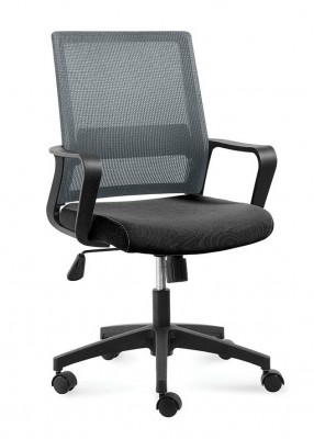 Кресло офисное Бит LB/черный пластик/темно-серая сетка/черная ткань