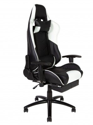 Кресло офисное Lotus GTS реклайнер/черно - белая экокожа/стальная крестовина