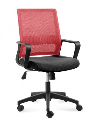 Кресло офисное Бит LB/черный пластик/красная сетка/черная ткань