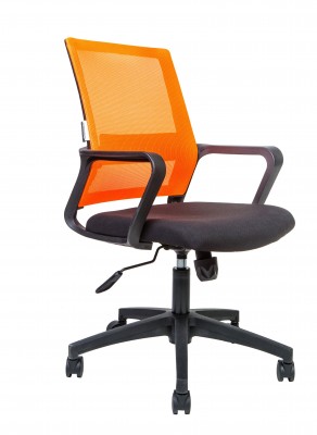 Кресло офисное Бит LB/черный пластик/оранжевая сетка/черная ткань