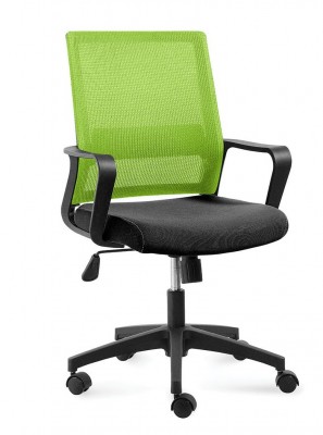 Кресло офисное Бит LB/черный пластик/зеленая сетка/черная ткань