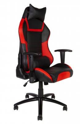 Кресло офисное Lotus PRO carbon/черно - красная экокожа/стальная крестовина