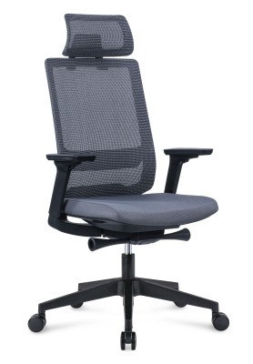 Кресло офисное Рейн/черный  пластик/черная сетка/черная ткань