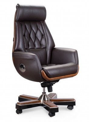 Кресло офисное Трон/коричневая кожа