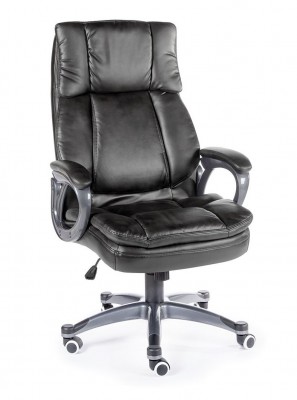 Кресло для руководителя /Мэдисон/(black) серый пластик/черная экокожа