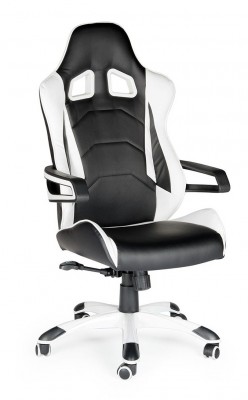 Кресло офисное Джокер Х/черно-белый пластик/черная экокожа/белая экокожа