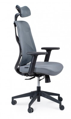 Кресло офисное Имидж/черный пластик/серая сетка/серая ткань