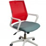 Кресло офисное Бит белый пластик/красная сетка/темно серая ткань