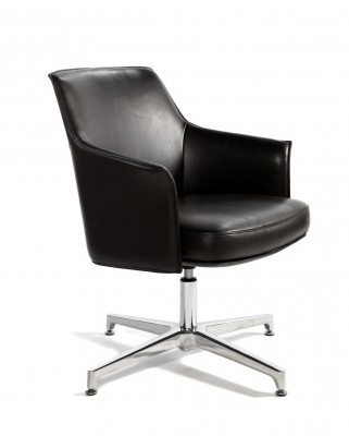 Кресло офисное Бордо CF/темно коричневая кожа/алюминий крестовина
