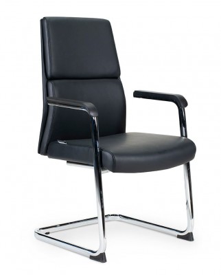 Кресло офисное Лондон CF/хром/черный+черные вставки экокожа