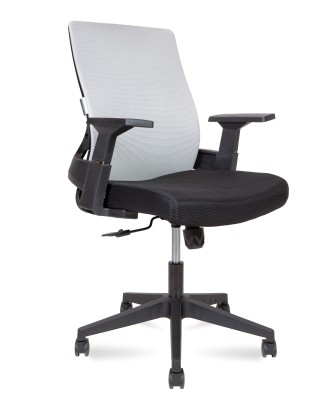 Кресло офисное /Terra LB/черный пластик/серая сетка/черная ткань 